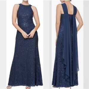 Alex & Eve Navy Sequin Dress
